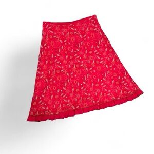 Johnny Was hot pink embroidered midi skirt